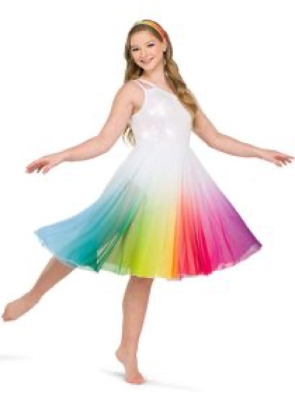 Wish White Bodice Rainbow Ombre Dance Dress